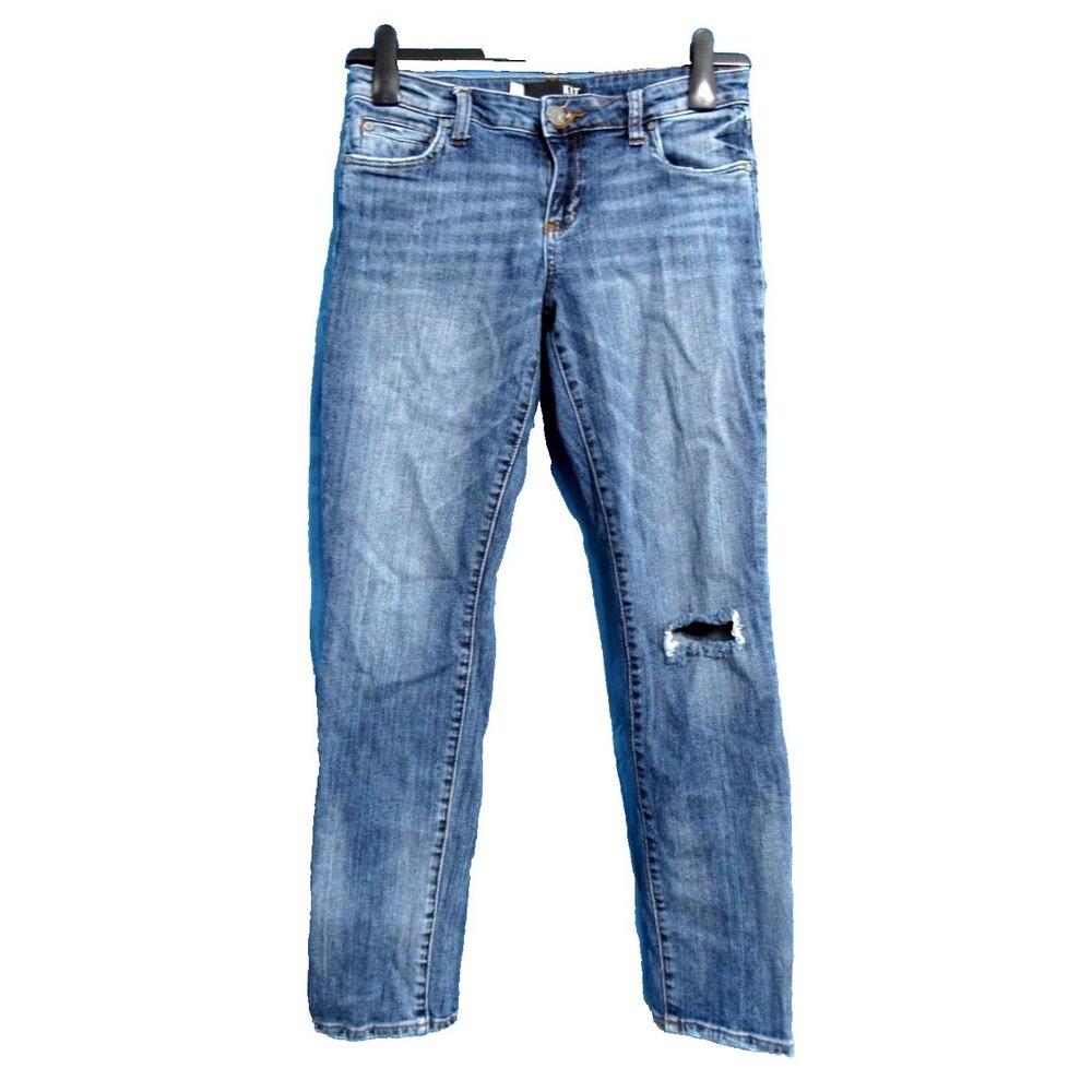 KUT FROM THE KLOTH Blue Demin CATHERINE BOYFRIEND Mid-Rise Skinny Leg JEANS Sz 4